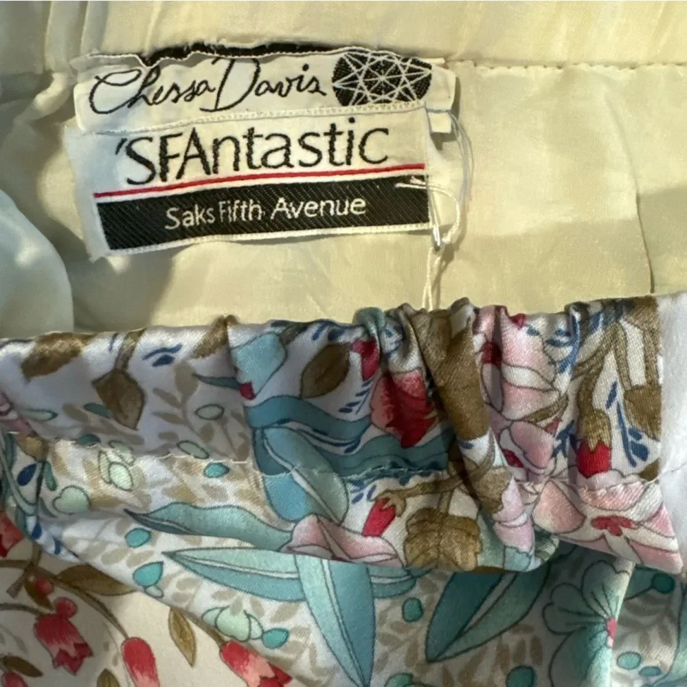Saks Fifth Avenue SFantastic Vintage Light Blue and Pink Floral Maxi Skirt